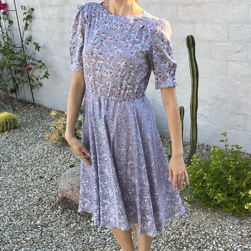 Vintage 60s a line floral spring summer midi dress - Picture 7 of 16